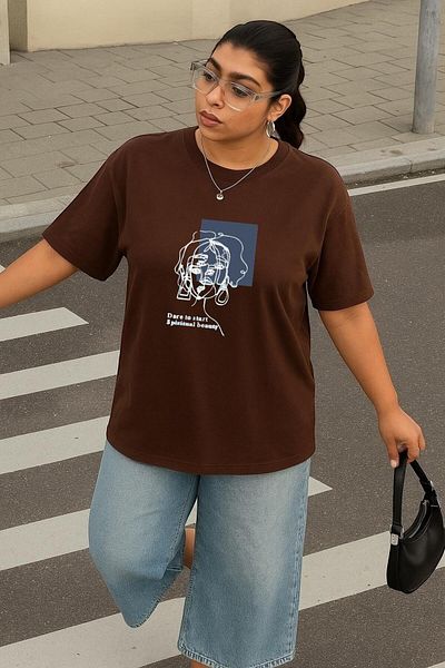 BENROMA Plus Size Striped Women's Figure Printed Unisex T-Shirt