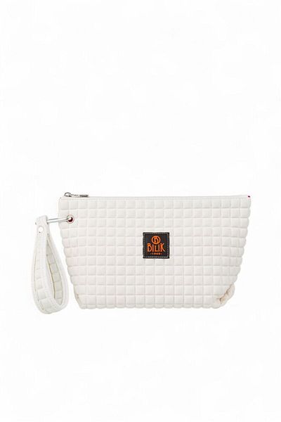 Bilik Deri Portofoliu și geantă clutch pentru femei Scuba White Yeliz