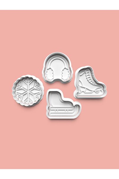 AKTASTORE مجموعة قوالب البسكويت وقوالب عجينة السكر لموسم الشتاء مكونة من 4 قطع