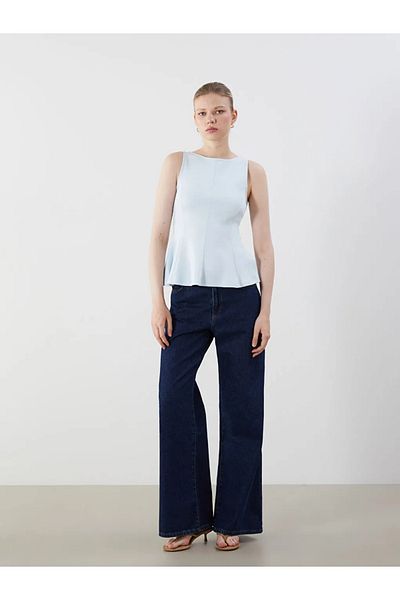 LC Waikiki Μπλούζα LCW Vision Boat Neck Peplum