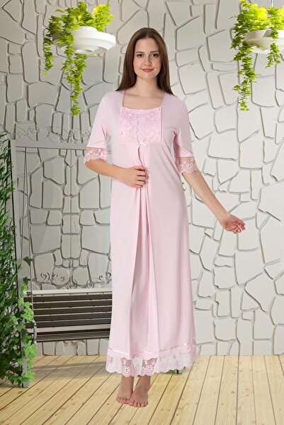 lohusahamile Ροζ νυχτικό εγκυμοσύνης με χαρακτηριστικά για εύκολο θηλασμό