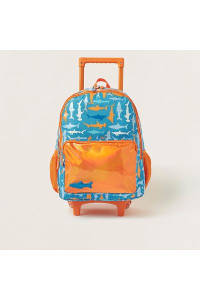 Juniors Shark Print Trolley Backpack - 16 inches