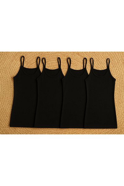 MODA Black Color 4-Piece Straped Tank