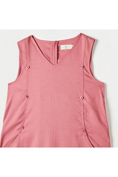 Juniors Solid Pinafore with Tie-Up Belt and Zip Closure