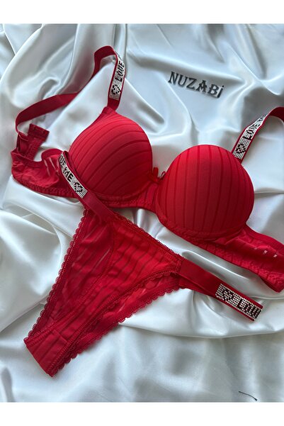 Nuzabi Σετ σουτιέν Helen Red με ραφές και ενίσχυση