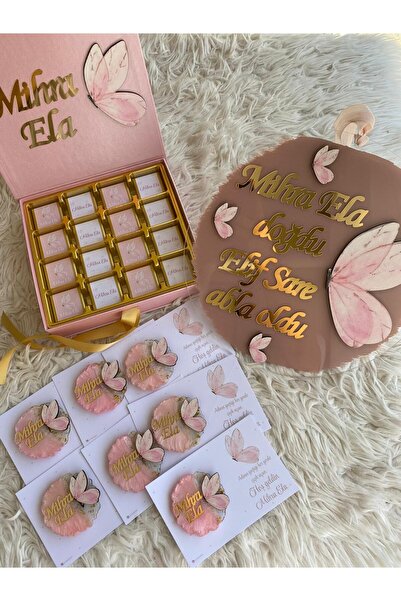 Sevdalı işler مجموعة هدايا الطفل لتزيين الباب، صندوق شوكولاتة، مغناطيس إيبوكسي