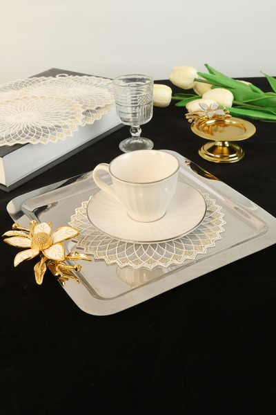 Yaren Style 6 Fan Cream Gold Glitter Coasters & Cocktail Napkins