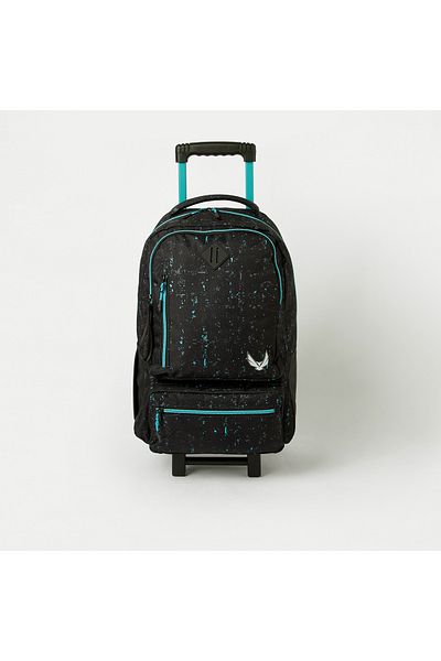 Juniors Printed Trolley Backpack with Wheels and Retractable Handle - 18 inches