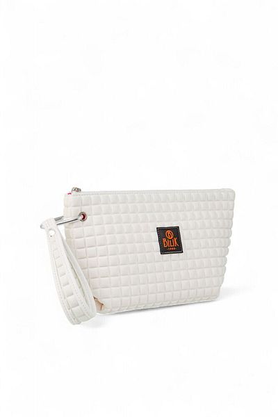 Bilik Deri Portofoliu și geantă clutch pentru femei Scuba White Yeliz