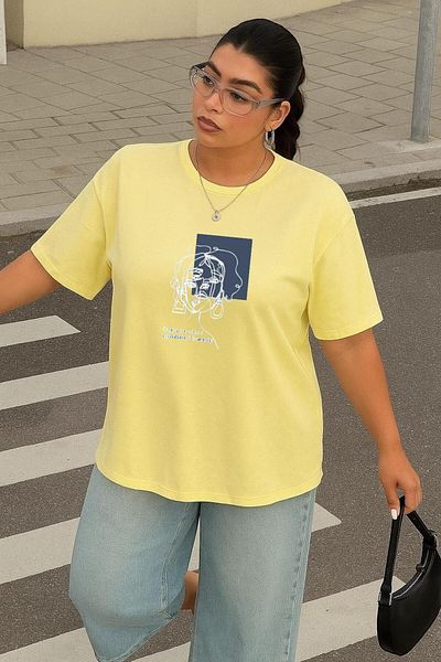 BENROMA Plus Size Striped Women's Figure Printed Unisex T-Shirt