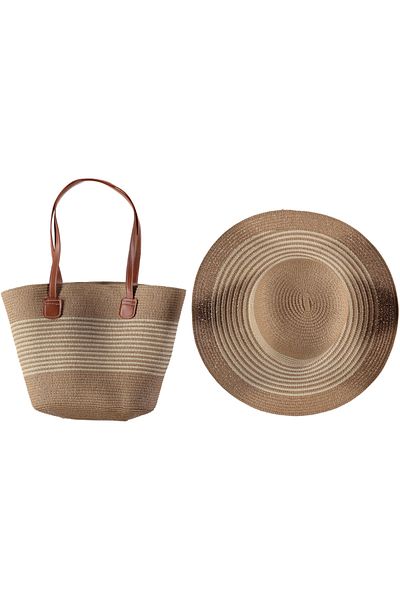 cskticaret Beach Bag and Hat Double Set