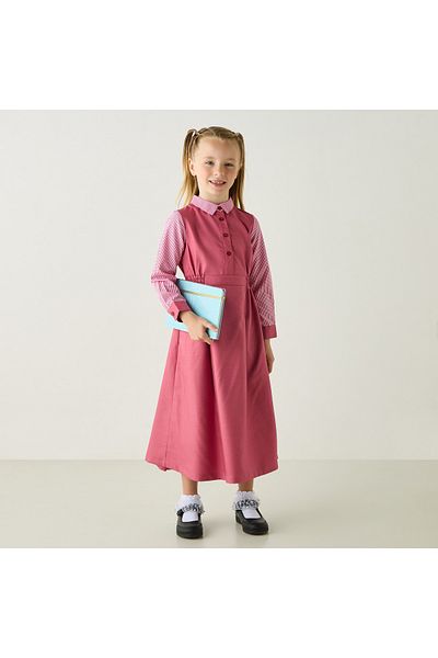Juniors Solid Dress with Collared Neck and Long Sleeves