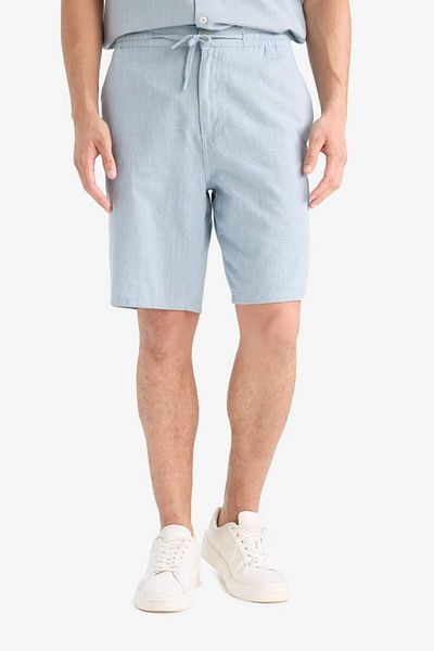 DeFacto New Season 100% Cotton Relax Fit Linen Look Bermuda Shorts with Pockets