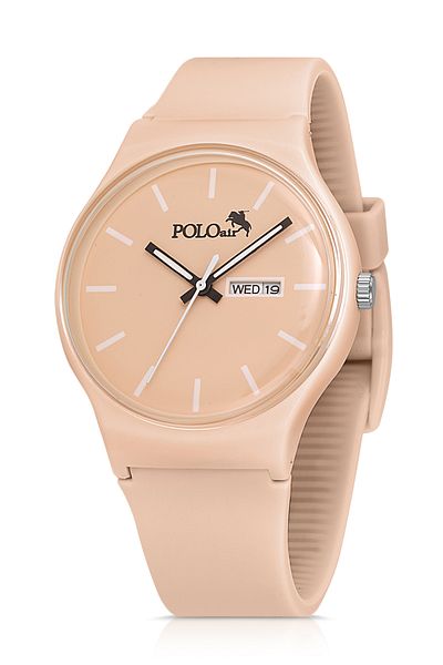 Polo Air Sport Unisex Silicone Cord Day Month Calendar Wrist Watch Beige Color Pl-1555B11X