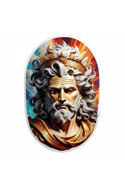 INOVATIX Set of 8 pieces, Sticker Greek God Cronos with crown, INOVATIX®. 6 cm