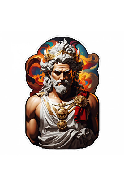 INOVATIX Set de 8 piese, autocolant Zeul grec Cronos cu mantie, INOVATIX®. 6 cm