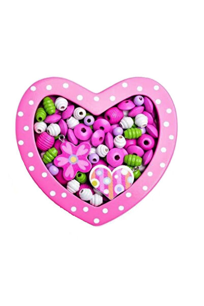 Evelise Χάντρες Woodyland για χειροτεχνίες σε κουτί καρδιάς, ανοιχτό ροζ