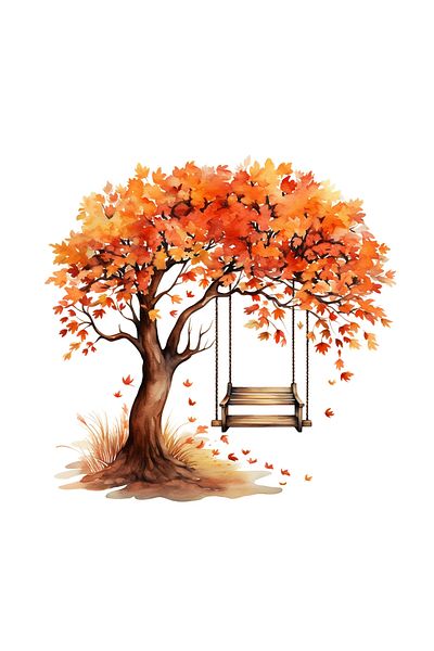 INOVATIX Set of 8 pieces, Sticker Swing in the tree with orange leaves, INOVATIX®. 6 cm