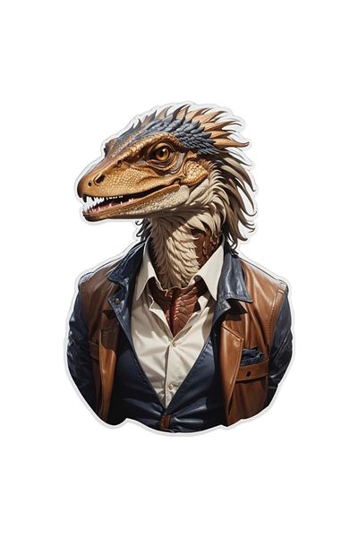 INOVATIX Set de 8 piese, autocolant Velociraptor în costum, INOVATIX®. 6 cm