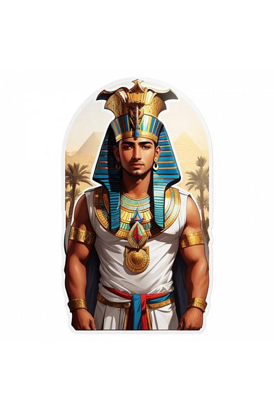 INOVATIX Set of 8 pieces, Sticker Egyptian God Ammon with helmet, INOVATIX®. 6 cm