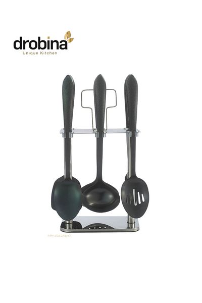 drobina Dropina 7-Piece Stainless Steel Spoon Set, Matte Black