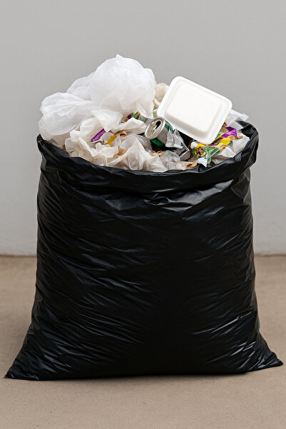 Özkan Ambalaj Temizlik 10 قطع من أكياس القمامة، أكياس حمل سميكة سوداء بدون مق...