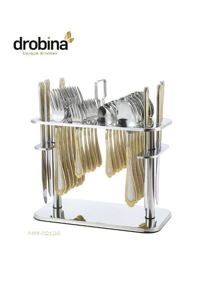 drobina Dropina 30-Piece Stainless Steel Spoon Set with Stand, Silver