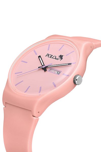 Polo Air Sport Unisex Silicone Band Day Month Calendar Wrist Watch Light Pink Color Pl-1555B6X