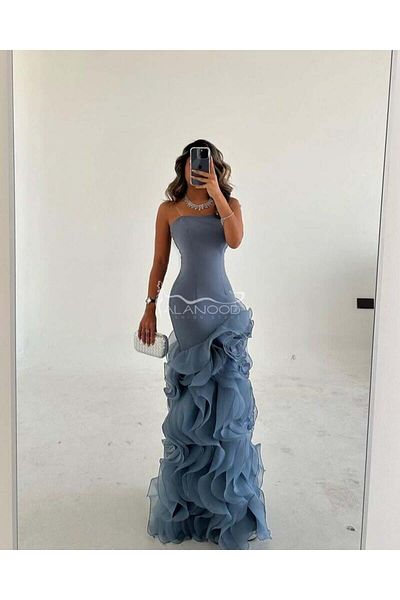 ALANOOD FASHION Luxurious lava evening dress with exquisite feminine details
