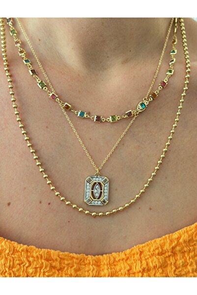 mibrillo قلادة ثلاثية من الأحجار الكريمة الملونة (قلادة ملونة مكافئة للعلامة ...