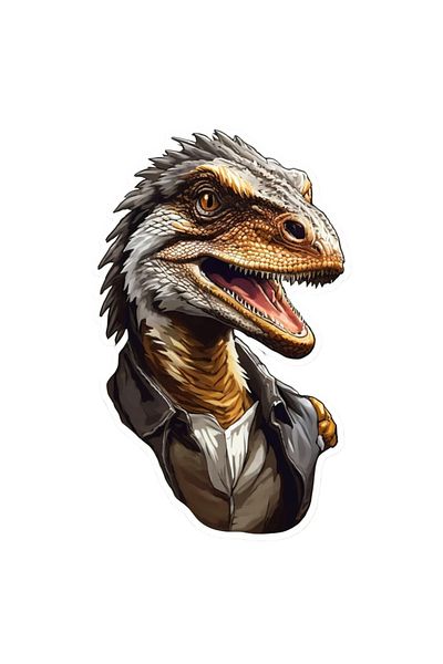 INOVATIX Set de 8 piese, autocolant Velociraptor în costum, INOVATIX®. 6 cm