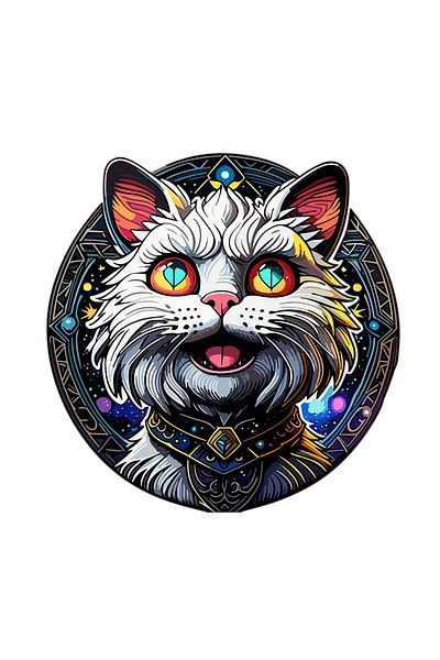 INOVATIX Set of 8, Sticker Wonderful Cat, INOVATIX®. 6 cm