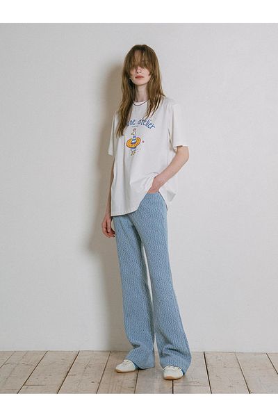 ELNOYA Unisex Cotton White Oversize "Vanone Atelier" Printed Crew Neck Casual T-Shirt