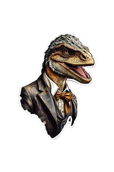 INOVATIX Set de 8 piese, autocolant Velociraptor cu papion, INOVATIX®. 6 cm
