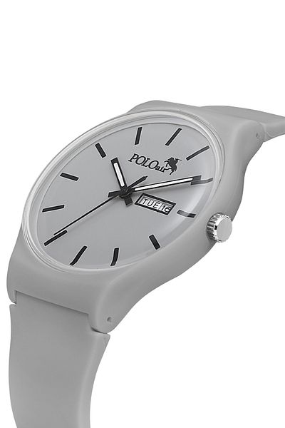 Polo Air ساعة يد رياضية للجنسين من السيليكون بحزام يومي وتقويم شهري لون رمادي PL-1555B3x