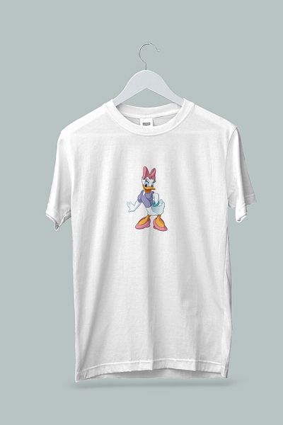 Maki Home Girl's Daisy Duck Printed White Gray Black Tshirt 5 6 7 8 9 10 11 12 13 14 Years Old Disney Miki Mouse