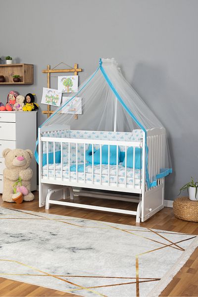 BamgidooMobilya 70X130 Baby Sleeping Set 8 Pieces – 100% Cotton, White Laced, Soft and Breathable Fabric