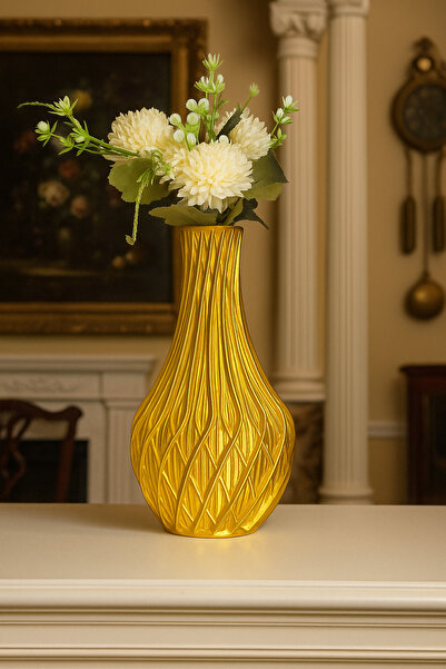 Asel Modern Vazo Gold çiçekler fiyata dahil değildir