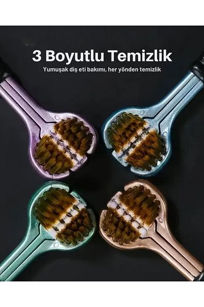 Antin Kuntin Brown 3-Sided Toothbrush 3-Dimensional Soft Tip Complete Cleaning Versatile Protection