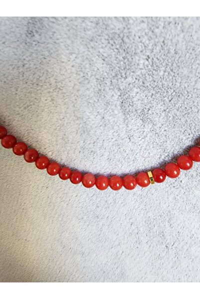 AYDOTA Gerçek Mercan Taşlı Altın Kaplama Lotus Çiçeği Motifli Kolye