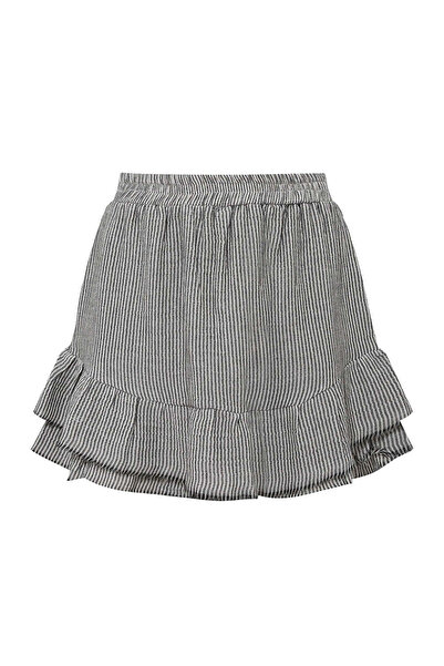 Le Monade Dreams Antrasit Siyah Çizgili Şort Etek