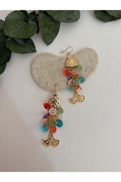 YENGEÇ Steel Sequin Fish Earrings