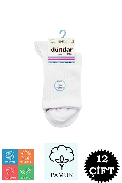 Dündar Unisex Cotton Sports Long Socks 12 Pack 4 Seasons