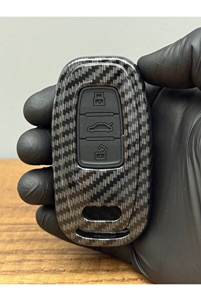 Mavi Keys Husă de protecție pentru chei din fibră de carbon cu 3 butoane compatibilă cu Smart pentru Audi A4, A5, Q5, A6, A7, A8