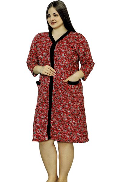 Star Fashion Housewife's cape, StarFashion, with three-quarter sleeves, with zipper, 100% cotton, navy blue