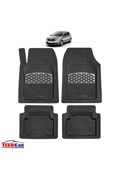 TEAMCAR Covorașe auto tip tavă compatibile cu Dacia Sandero II (2012–2020) - Argintii