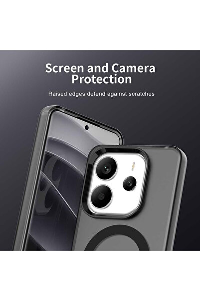m.tk moveteck Xiaomi Redmi Note 14 4G Kılıf Kamera Çıkıntılı Mat Magsafe Şarj Özellikli Kenarları Renkli SertKapak