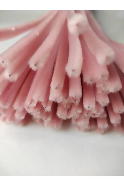 hyc heryerçiçeklenir 100 Pieces Pastel Pink Chenille, Feathered Wire Suitable for Flower Making, 30 cm 6mm