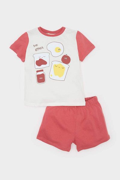 DeFacto New Season Baby Boy Pajama Set Printed Short Sleeve Combed Cotton Top Elastic Waist Shorts