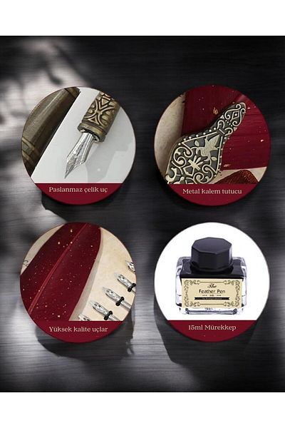 Wolawood Vintage Dip Ink Calligraphy Set – Feather Dip Pen + 5 Nibs + Ink + Ink Special Boxed Set